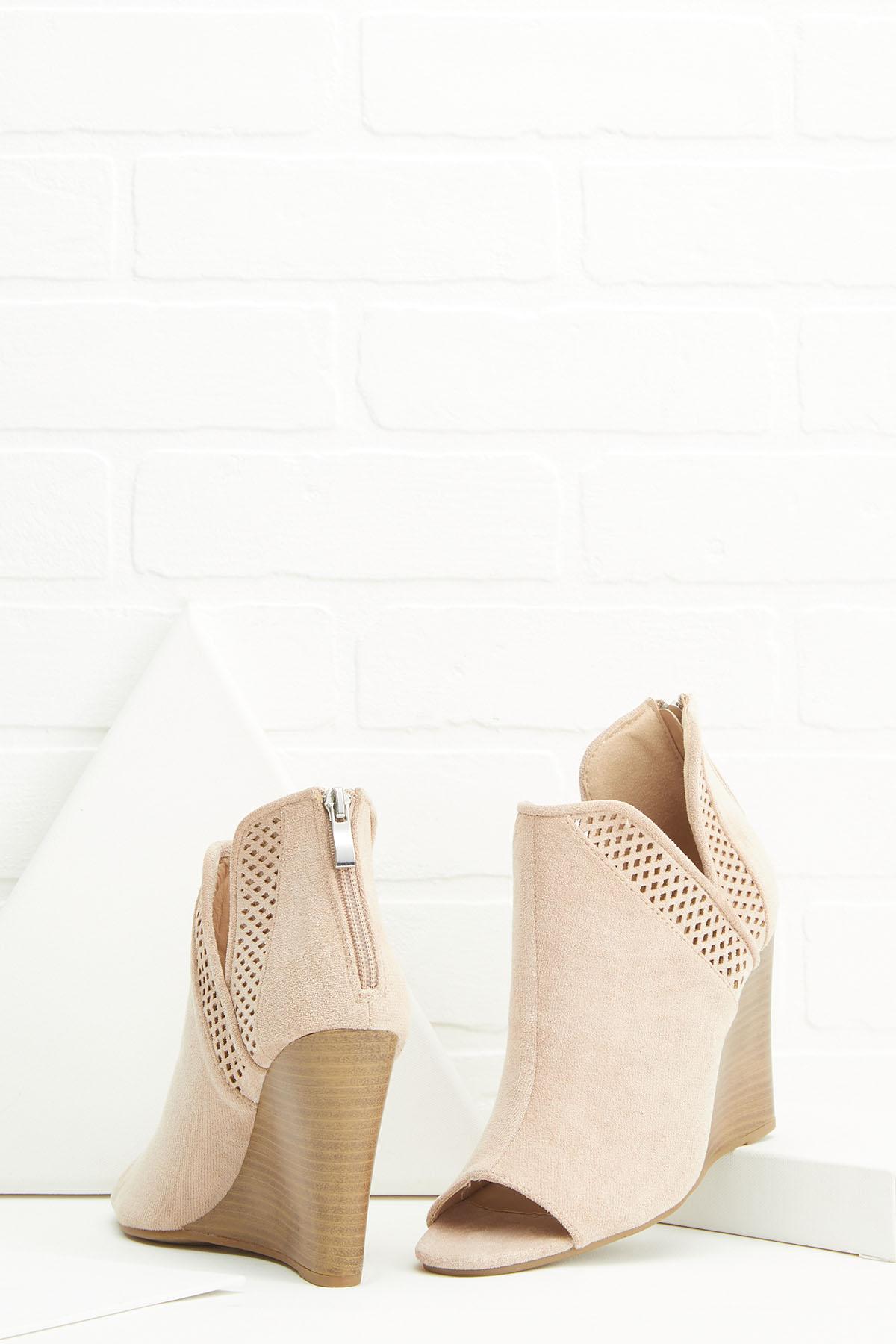 taupe peep toe booties