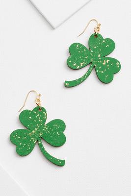 wooden clover earrings