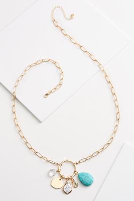 hammered ring charm necklace 