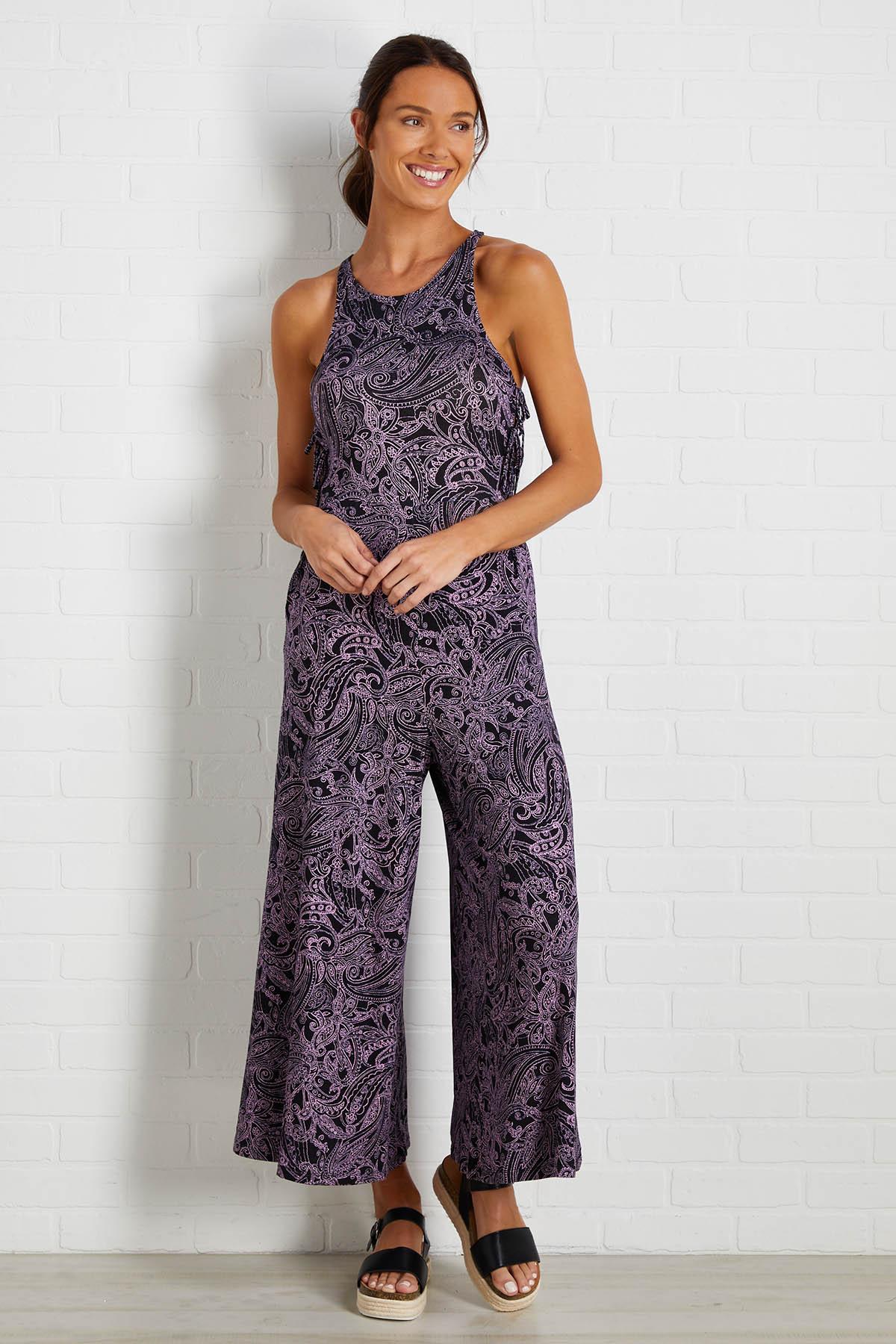 Blue paisley jumpsuit Clearance