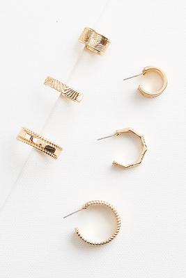 textured hoop earrings set
