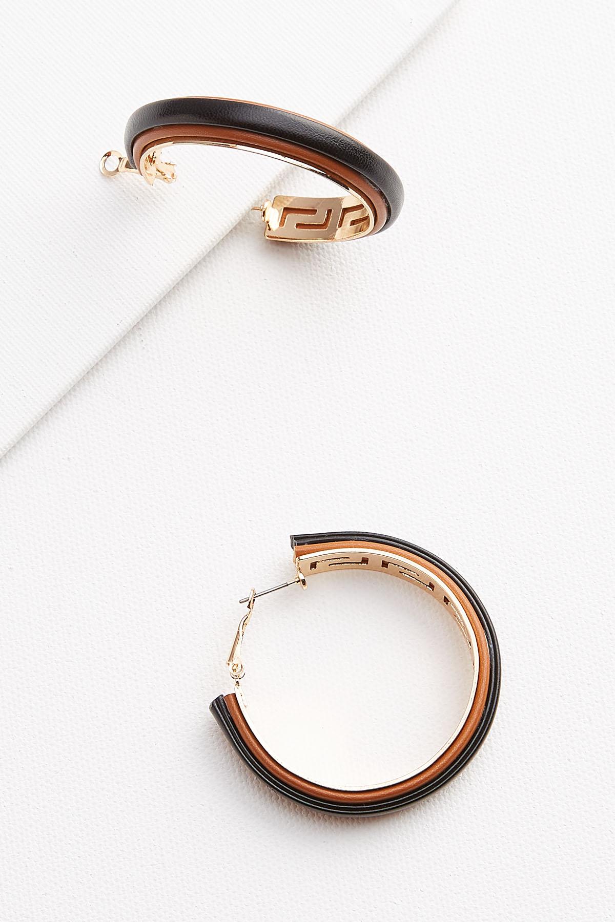 Versona faux leather hoop earrings