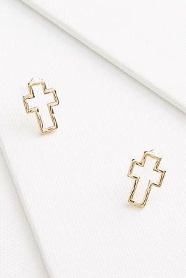 dainty cutout cross earrings