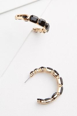 black glass hoop earrings
