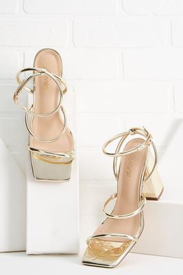 strappy gold heels