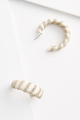 leather and rhinestones hoop earrings