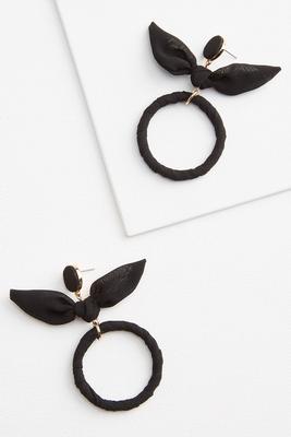 fabric bow statement earrings