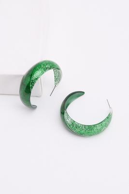 green glitter hoop earrings