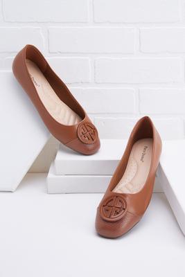 faux leather medallion flats