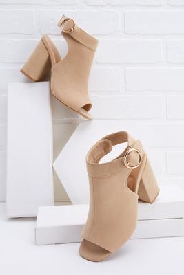taupe slingback booties