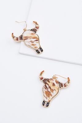 printed cow head earrings