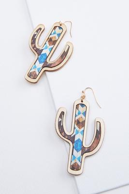 wooden cactus earrings