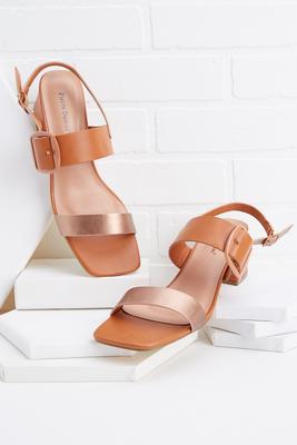 two tone metallic sandals