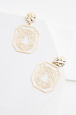 hexagon tiger earrings