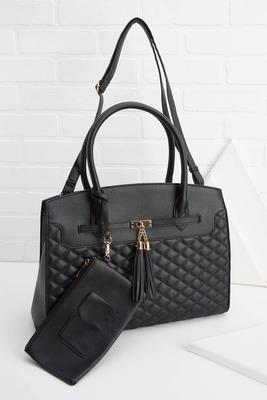 quilted satchel wristlet set