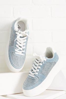 denim embellished sneakers