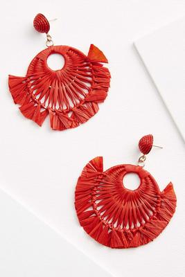 red raffia statement earrings
