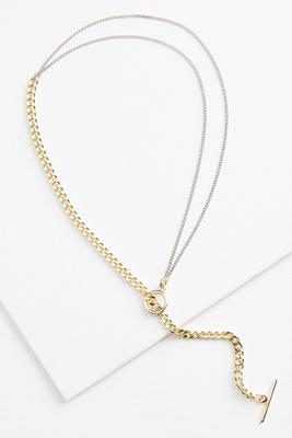 two toned y - necklace