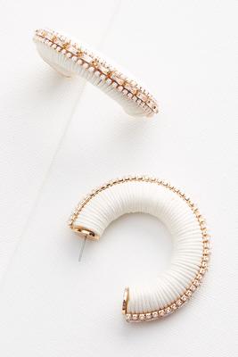 white thread wrapped hoop earrings