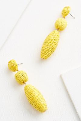 yellow raffia earrings