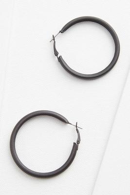 black rubber hoop earrings