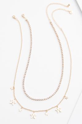 rhinestone star layered necklace