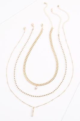 gold bar layered necklace