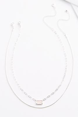 silver stone layered necklace