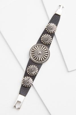 faux leather medallion bracelet 