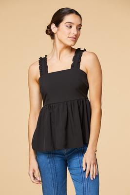in a ruffle tank