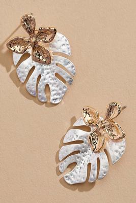two tone palm earrings