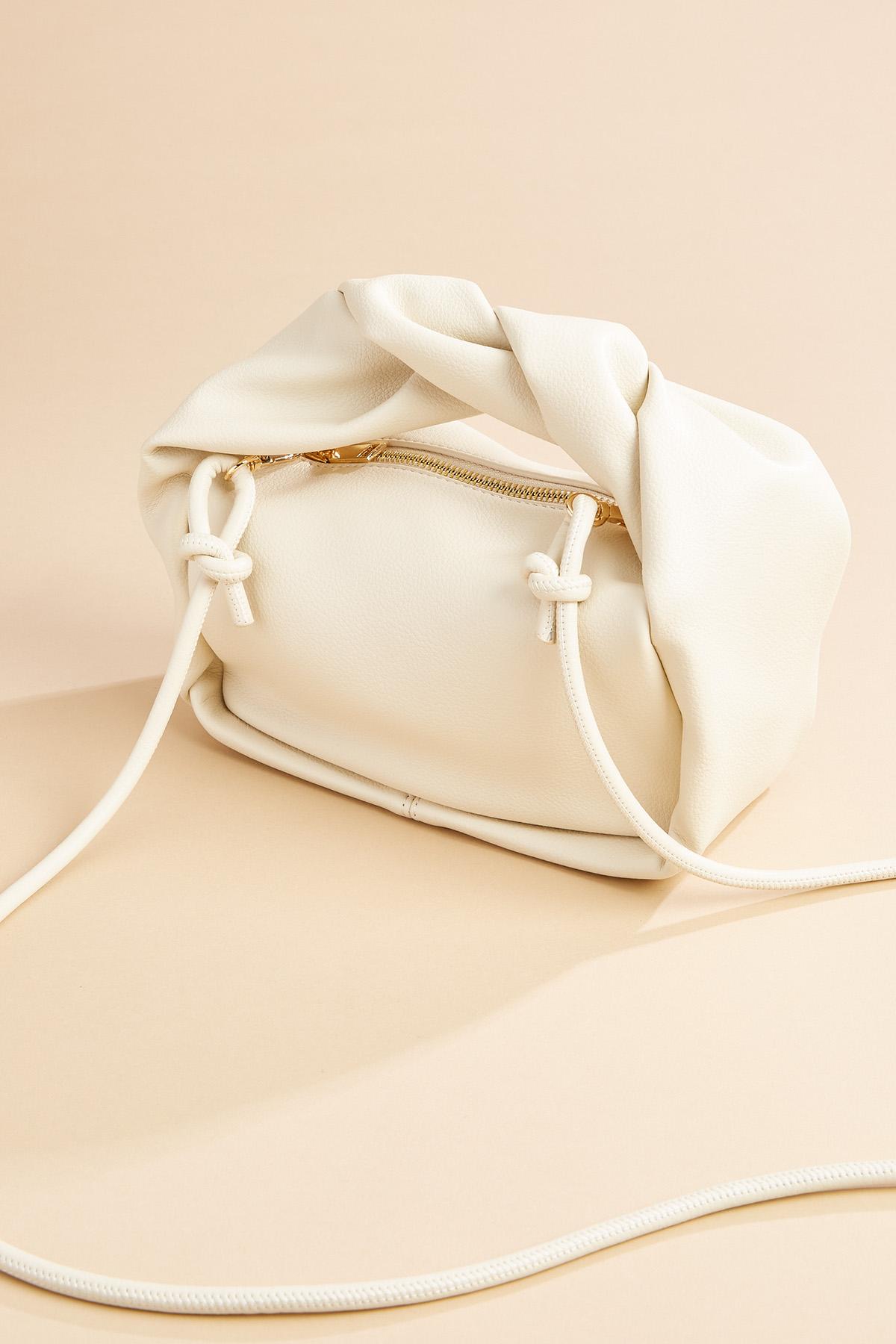 Twisted Faux Leather Crossbody Bag