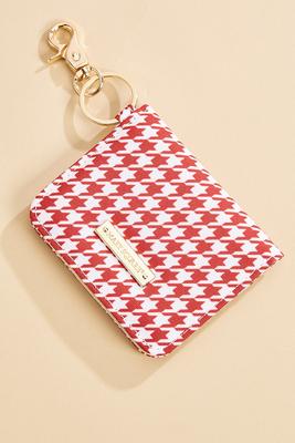 red and white houndstooth id wallet