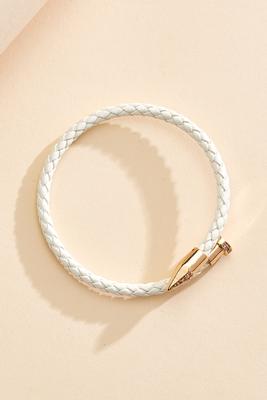 faux leather braid cuff bracelet-white