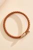  Faux Leather Braid Cuff Bracelet- Brown