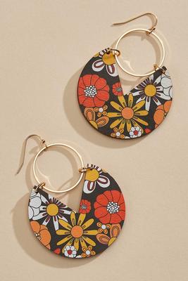 flower power wood earrings