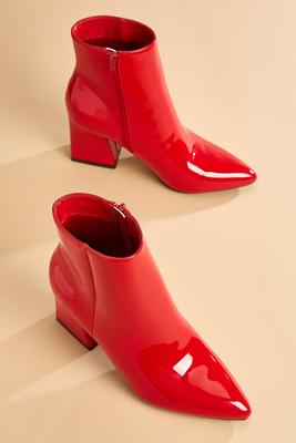 red patent booties