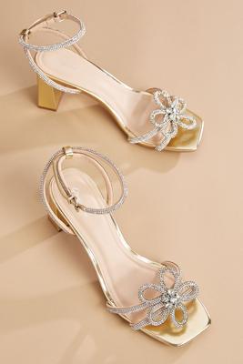 rhinestone flower heels