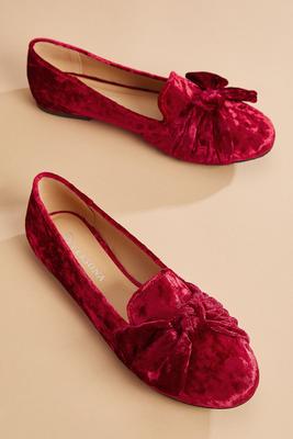 knotted red velvet flats