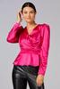  Caché Pink Satin Peplum Top