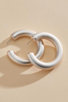 textured metal open hoop earrings