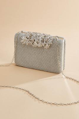 rhinestone floral clasp clutch