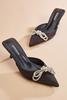  Rhinestone Bow Heeled Mules