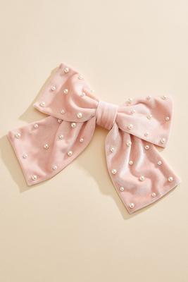pearly pink velvet bow