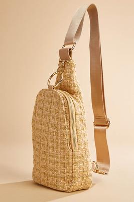 woven tweed sling bag