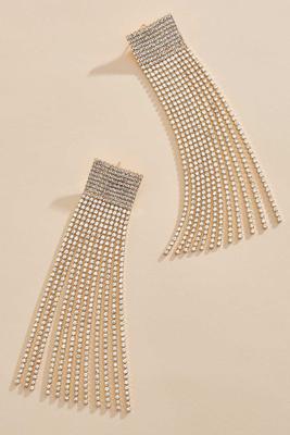 rectangle rhinestone fringe earrings