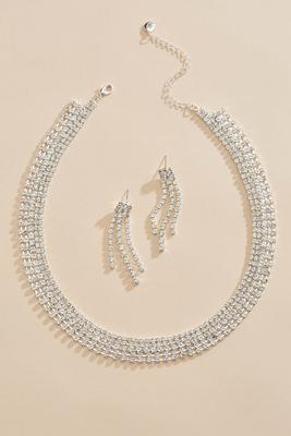 rhinestone necklace and earrings set