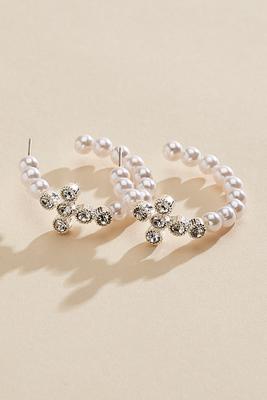 pearl cross hoop earrings