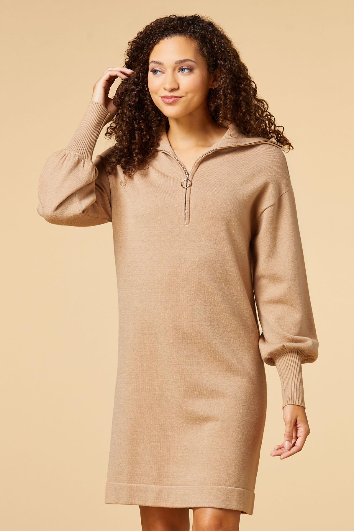 Camel Balloon Sleeve Sweater