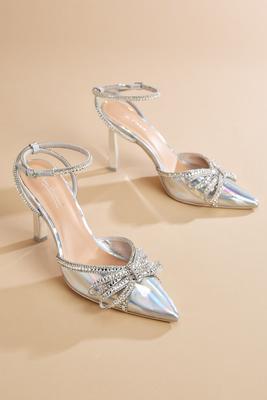 iridescent bow stiletto heels
